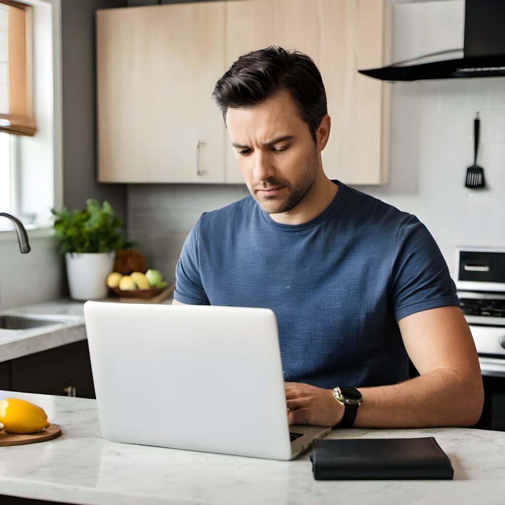 man working on improving his 319 credit score