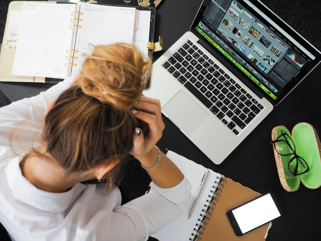 woman on laptop using design software