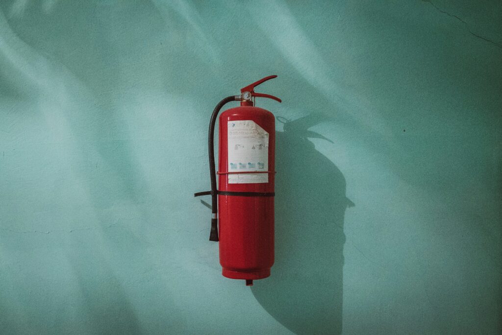 fire extinguisher mounted on wall