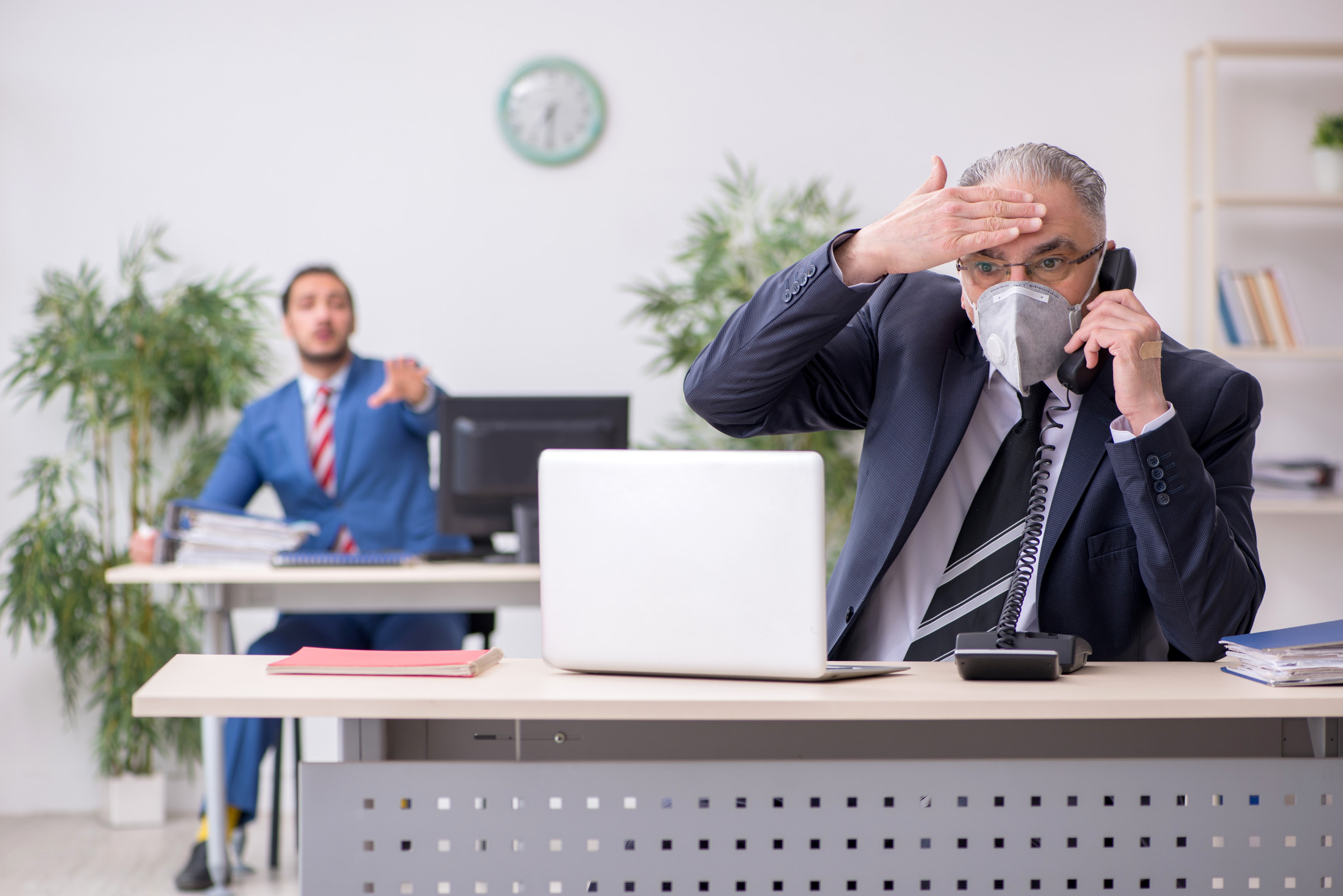 Employees at workplace during pandemic