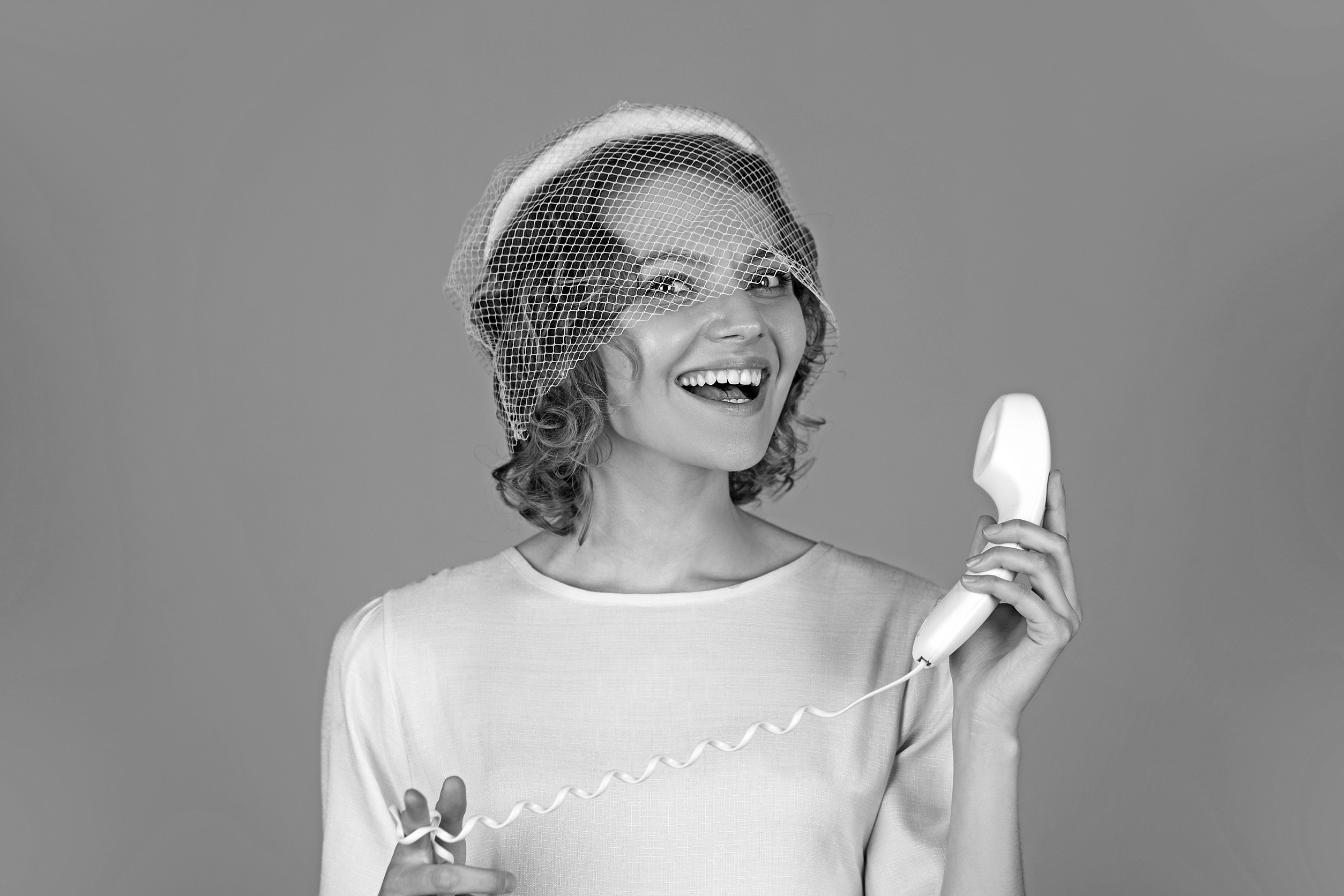 Closeup portrait of beautiful young woman. Isolated. Copy space