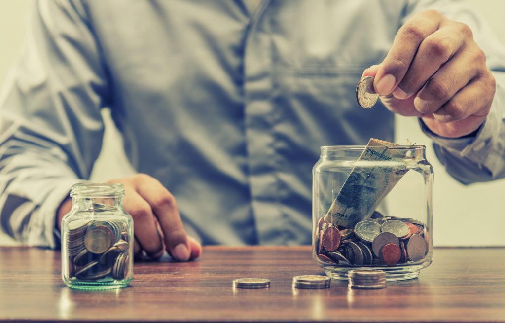 Save money for retirement and account banking for finance concept vintage style