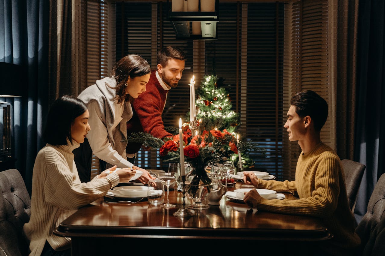 family at dinner table