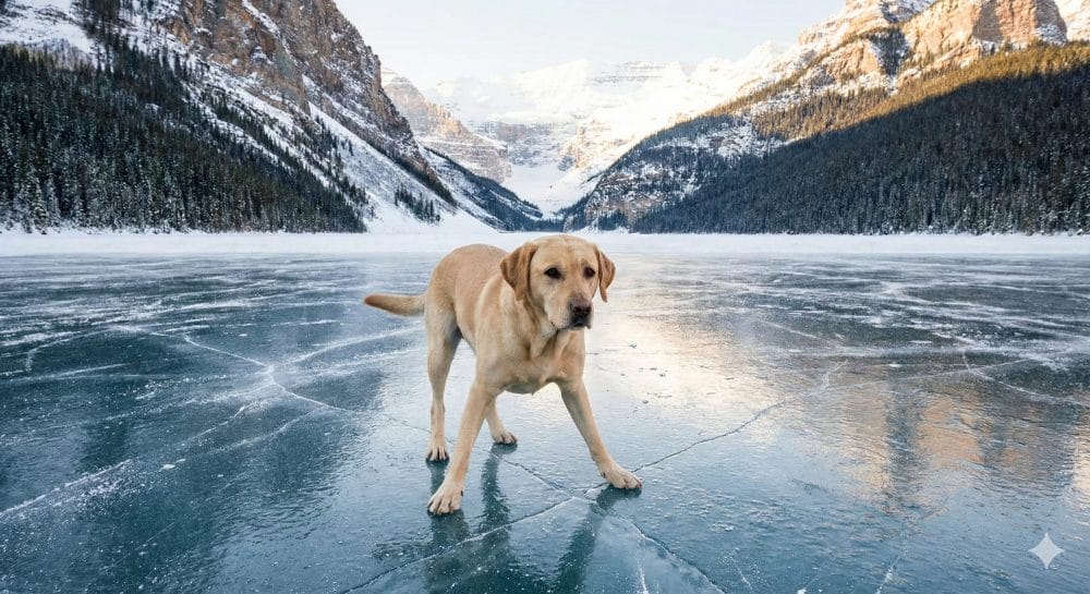 Labrador Trapped on ice 